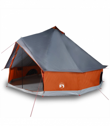 vidaXL Family Tent Tipi 10-Person Grey and Orange Waterproof