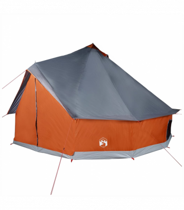 vidaXL Family Tent Tipi 10-Person Grey and Orange Waterproof