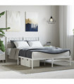 vidaXL Metal Bed Frame with Headboard White 140x200 cm