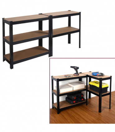 Heavy Duty Steel & MDF 5 Tier Racking Shelf in Black