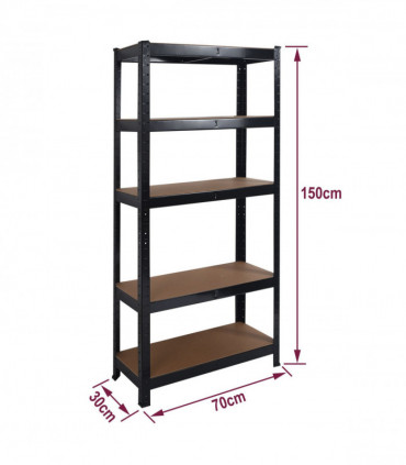 Heavy Duty Steel & MDF 5 Tier Racking Shelf in Black