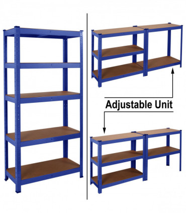 Heavy Duty Steel & MDF 5 Tier Racking in Blue