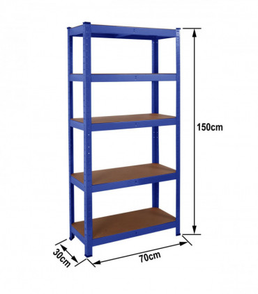 Heavy Duty Steel & MDF 5 Tier Racking in Blue