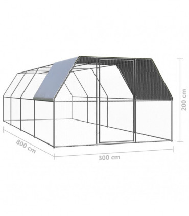 Outdoor Chicken Cage 3x8x2 m Galvanised Steel