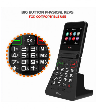 TTfone TT660 Flip Mobile Phone for Seniors - Folding Design, Big Buttons, Emergency Assistance, Long Battery Life with Dock Charger and GiffGaff Sim Card