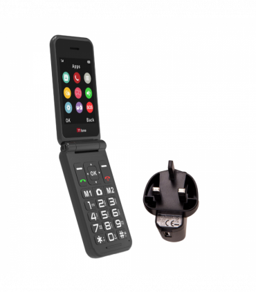 TTfone Black TT760 Flip 4G Mobile with Mains Charger, Giffgaff SIM
