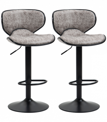 Vintage Bar Stool Set of 2 Microfiber Cloth Adjustable Height Armless Chairs