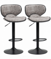 Vintage Bar Stool Set of 2 Microfiber Cloth Adjustable Height Armless Chairs
