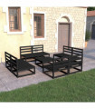 vidaXL 9 Piece Garden Lounge Set Black Solid Pinewood