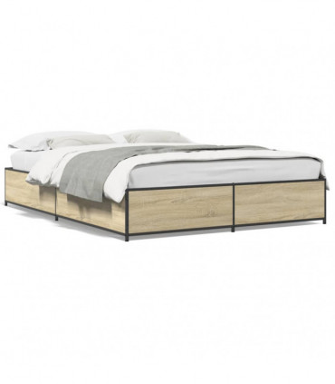 vidaXL Bed Frame Sonoma Oak 120x190 cm Small Double Engineered Wood and Metal