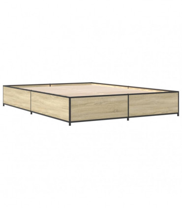 vidaXL Bed Frame Sonoma Oak 120x190 cm Small Double Engineered Wood and Metal