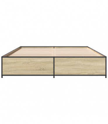 vidaXL Bed Frame Sonoma Oak 120x190 cm Small Double Engineered Wood and Metal