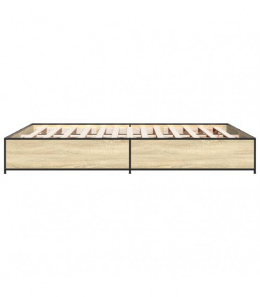 vidaXL Bed Frame Sonoma Oak 120x190 cm Small Double Engineered Wood and Metal