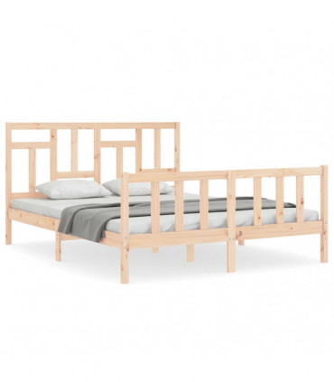 vidaXL Bed Frame with Headboard 160x200 cm Solid Wood