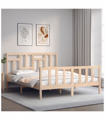 vidaXL Bed Frame with Headboard 160x200 cm Solid Wood
