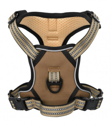 vidaXL Dog Harness with Lead & Collar Adjustable Brown XL