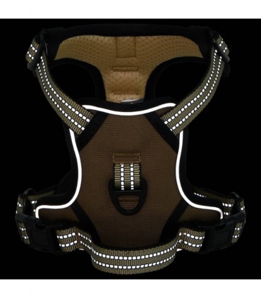 vidaXL Dog Harness with Lead & Collar Adjustable Brown XL