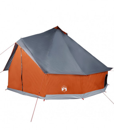 vidaXL Family Tent Tipi 12-Person Grey and Orange Waterproof