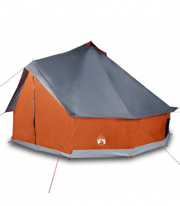 vidaXL Family Tent Tipi 12-Person Grey and Orange Waterproof
