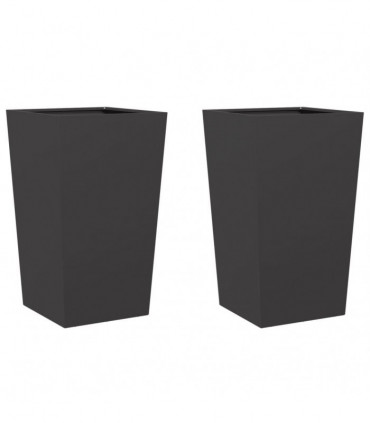 vidaXL Garden Planters Black 2 pcs 45x45x75 cm Steel