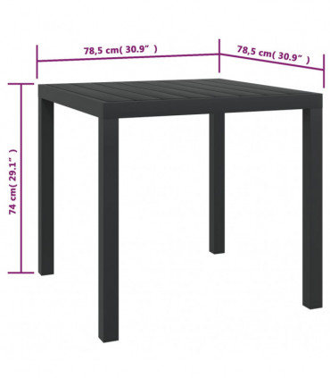 vidaXL Garden Table Black 80x80x74 cm Aluminium and WPC