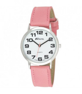 Ravel Unisex Classic Big Dial Pink Leather Strap Watch R0105.13.15A