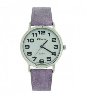 Ravel Unisex Classic Big Dial Purple Leather Strap Watch R0105.13.17A