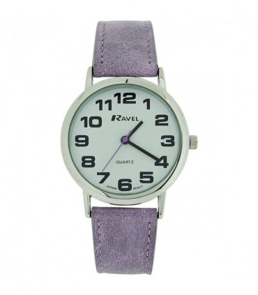 Ravel Unisex Classic Big Dial Purple Leather Strap Watch R0105.13.17A