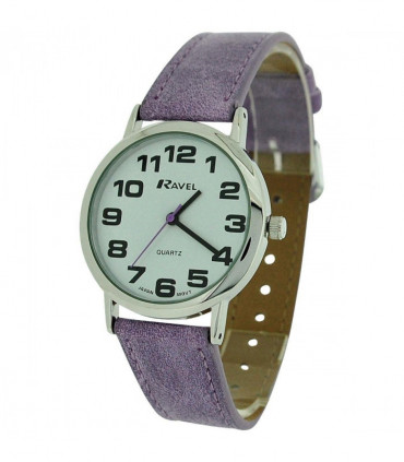 Ravel Unisex Classic Big Dial Purple Leather Strap Watch R0105.13.17A