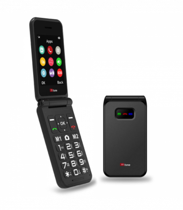 TTfone Black TT760 Flip 4G Mobile with USB C Cable, Giffgaff SIM
