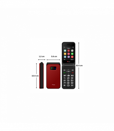 TTfone Red TT760 Flip 4G Mobile with USB C Dock Charger