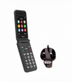 TTfone Black TT760 Flip 4G Mobile with Mains Charger, Vodafone SIM