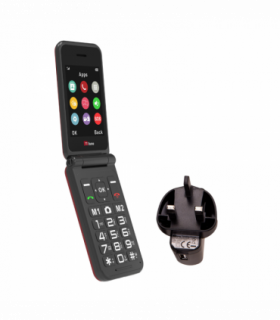 TTfone Red TT760 Flip 4G Mobile with Mains Charger, Vodafone SIM