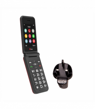 TTfone Red TT760 Flip 4G Mobile with Mains Charger, Vodafone SIM