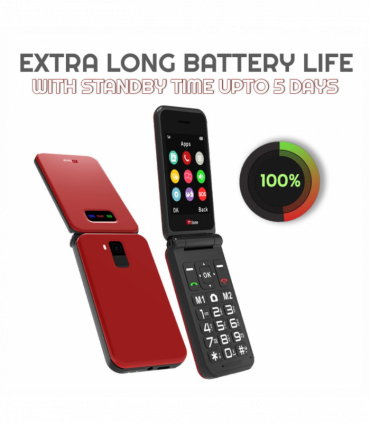 TTfone Red TT760 Flip 4G Mobile with USB C Cable