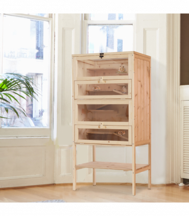 Wooden Hamster Cage Small Animals Pet Rodent Mouse Guinea Pig Play Exercise