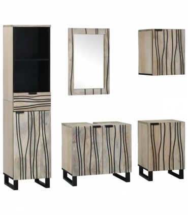 vidaXL Bathroom Furniture Set 5 pcs Walnut brown 38 x 33 x 160 cm