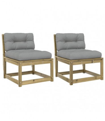 vidaXL Garden Sofas with Cushions 2pcs Impregnated Wood Pine