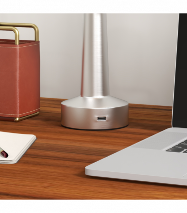 HOMCOM LED Cordless Table Lamp with Battery Operated for Bedroom, Silver