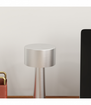 HOMCOM LED Cordless Table Lamp with Battery Operated for Bedroom, Silver