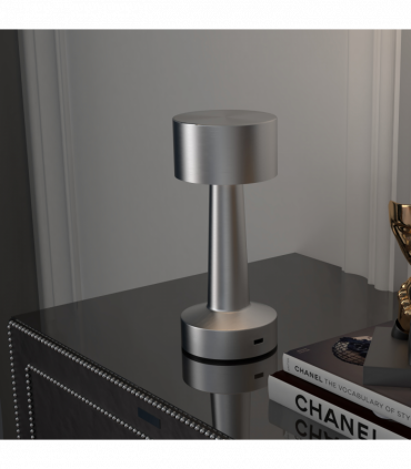 HOMCOM LED Cordless Table Lamp with Battery Operated for Bedroom, Silver