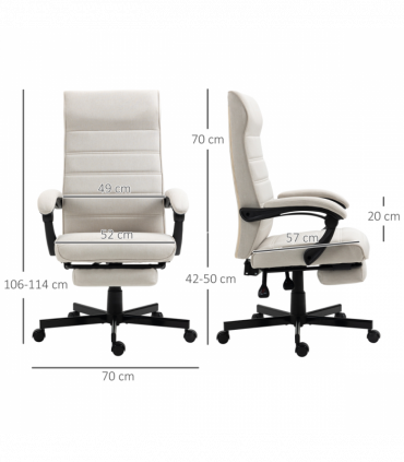 Home Office Chair High-Back Reclining Chair for Bedroom Study Living Room White