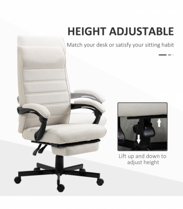 Home Office Chair High-Back Reclining Chair for Bedroom Study Living Room White