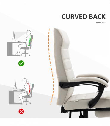 Home Office Chair High-Back Reclining Chair for Bedroom Study Living Room White
