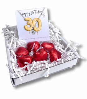 30th Birthday Cubic Zirconia Silver Necklace & Gold Balloons Mini Gift Hamper