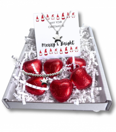 Merry & Bright Christmas Mini Gift Hamper & Silver Star Necklace