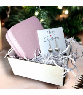 Merry Christmas Gift Hamper - Silver Heart Drop Earrings & Jewellery Box
