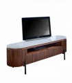 Opal Mango Wood Large Tv Stand With Marble Top & Metal Legs