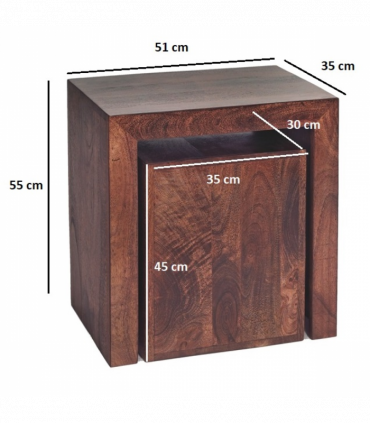 Toko Dark Mango Cubed Nest Of 2 Tables