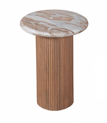 Ashford Natural Marble & Wood Pedestal Side Table